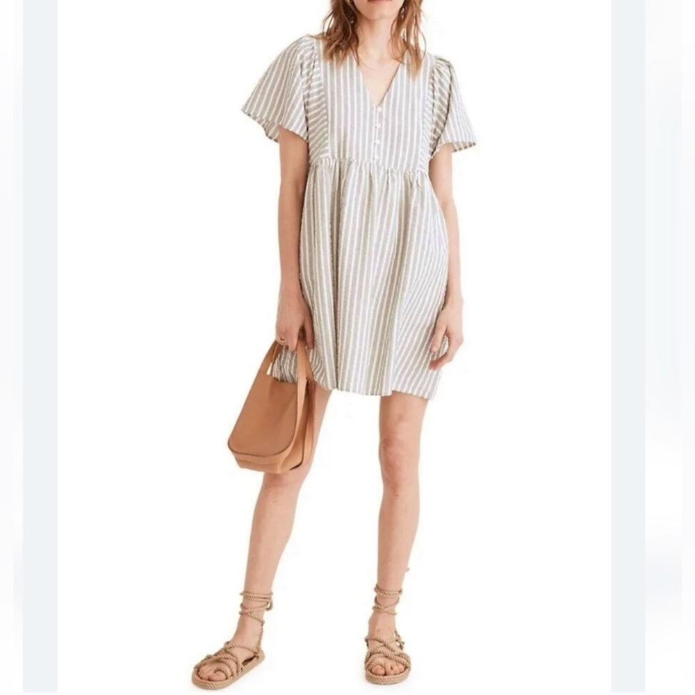 Madewell Striped Mini Babydoll Dress Medium